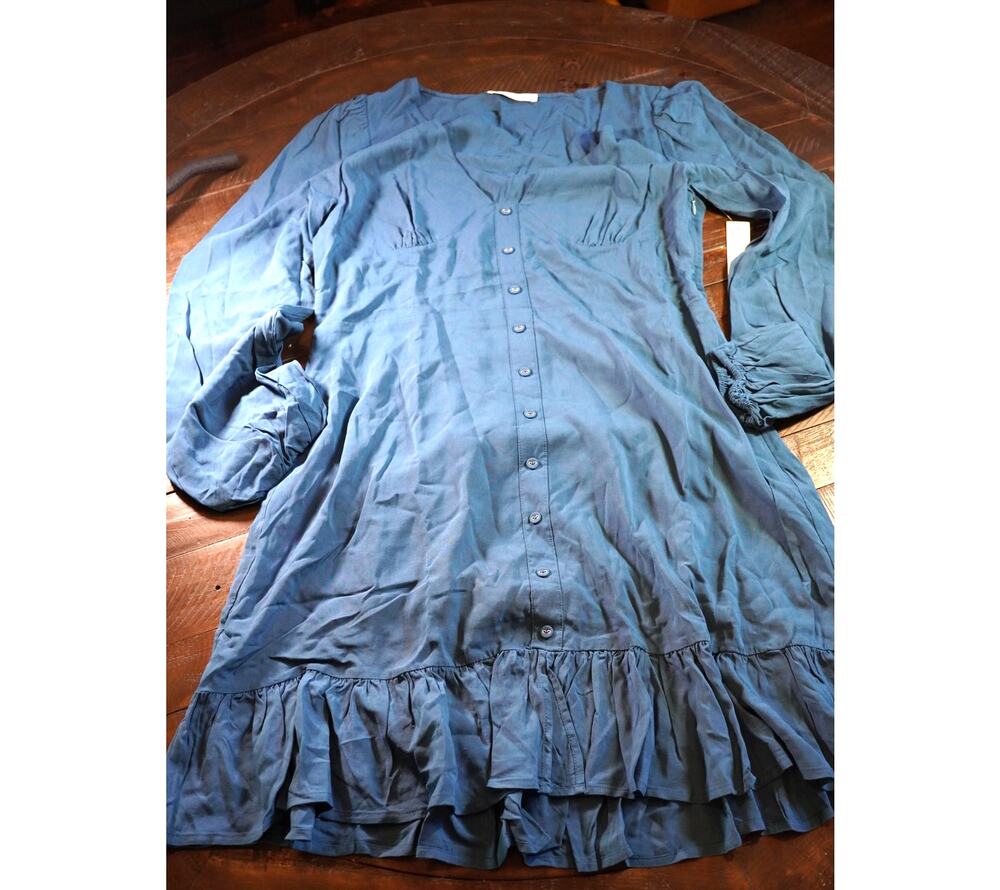 Lani the Label NWT Slate Blue Button Front Ruffle Mini Dress - XL